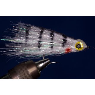 Shad Streamer (Saltwater) white with black stripes