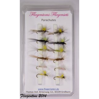 Trockenfliegenset Parachutes 12 Mit Widerhaken