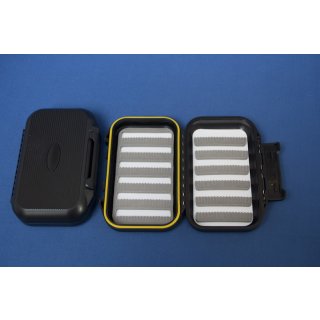 kleine Fliegenbox doppelseitig,  microgeschlitzt braun