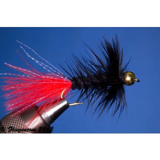 Wooley Bugger mit Kopfperle schwarz/rot