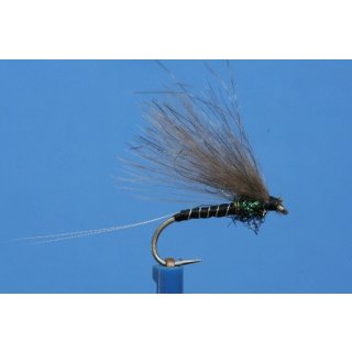 F-Dun black/peacock barbless 18