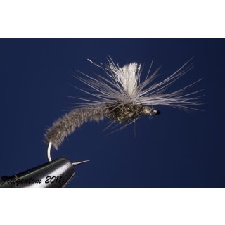 Gray Klinkhammer fly with fiber body (Klinkhamar) 14 barbless
