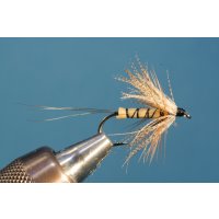 Mayfly with straw body and duck hackle barbless 8