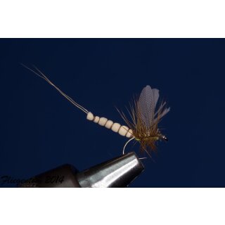 light pink Dun with extended Body barbless 10