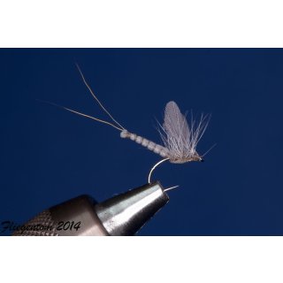 grey Dun with extended body barbed 16