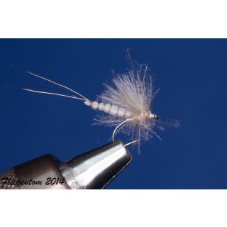 extended Body graue CDC-Dun Hechelfliege mit Widerhaken 16