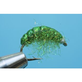 Scud Nr. 6 - Flohkrebs UV-grasgrün mit Widerhaken 10