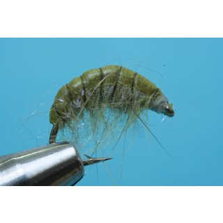 Scud Nr. 12 - Gammarus/Amphipode olive UV-Effect barbless 12