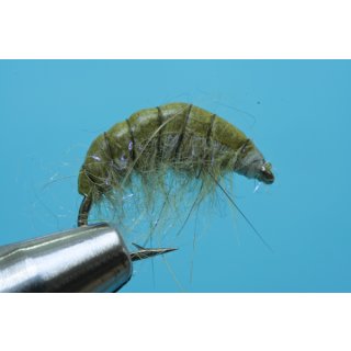 Scud Nr. 12 - Flohkrebs oliv mit UV-Effekt ohne Widerhaken 14