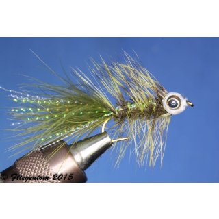 Fishmask Wooley Bugger dunkeloliv 4 mit Widerhaken