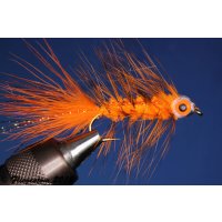 Fishmask Wooley Bugger orange grizzly 6 mit Widerhaken