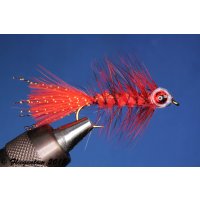 Fishmask Wooley Bugger rot grizzly 8 mit Widerhaken