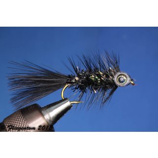 Fishmask Wooley Bugger Krystal schwarz 6 mit Widerhaken