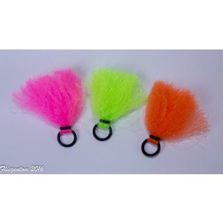 Fliegentom Garn-Bissanzeiger zum Einschlaufen, wieder verwendbar (Strike Indicator) Sortiment chartreuse, pink, orange S - 2cm