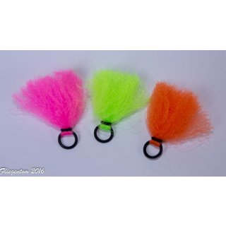 Fliegentom Yarn Strike Indicator range: chartreuse, pink, orange L 3,5cm