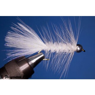 Wooley Bugger mit Kopfperle weiß 4 mit Widerhaken