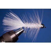 Wooley Bugger mit Kopfperle weiß 4 mit Widerhaken