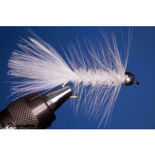 Wooley Bugger mit Kopfperle weiß 6 mit Widerhaken