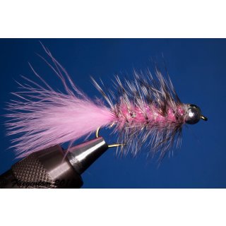 Wooley Bugger mit Kopfperle Pink Krystal 10 mit Widerhaken