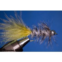 Wooley Bugger mit Kopfperle Grizzly Krystal 6 mit Widerhaken