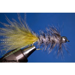 Wooley Bugger with Beadhead Grizzly Krystal  8 Barbless