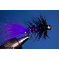 Wooley Bugger mit Kopfperle violett Krystal 6 mit Widerhaken