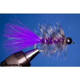 Wooley Bugger mit Kopfperle violett 8 mit Widerhaken