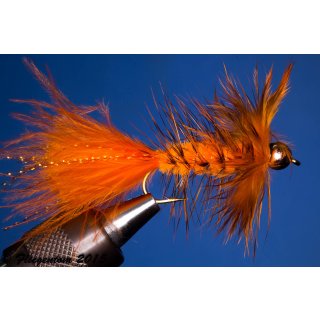 Wooley Bugger mit Kopfperle orange 4 mit Widerhaken