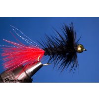Wooley Bugger with Beadhead black/red 4 Barbless