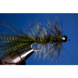 Wooley Bugger mit Kopfperle dunkeloliv 6 ohne Widerhaken
