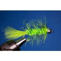 Wooley Bugger with Beadhead chartreuse grizzly 10 barbed