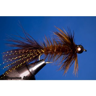 Wooley Bugger mit Kopfperle braun 8 mit Widerhaken