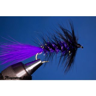 Wooley Bugger purple/black Krystal 10 barbless