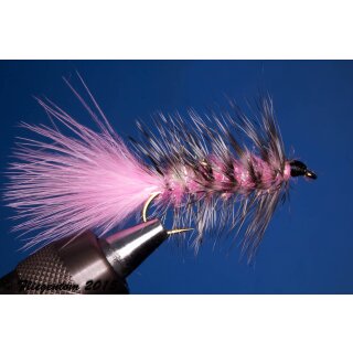 Wooley Bugger pink/grizzly Krystal 8 ohne Widerhaken