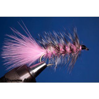 Wooley Bugger pink/grizzly Krystal 6 barbless