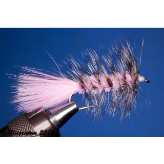 Wooley Bugger pink/grizzly 10 barbless