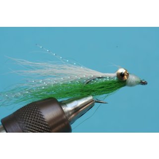 Clouser Deep Minnow - weiß/grün mit Widerhaken #4