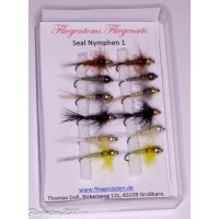 Assortment of 12 Seal Nymphs 10 Tungsten