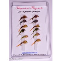 Assortment of 12 Quill Nymphs 8 barbless Tungsten