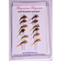 Assortment of 12 Quill Nymphs 16 barbless Tungsten