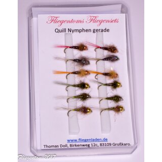Fliegenset Quillnymphen gerade 8 ohne Widerhaken Messing