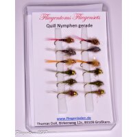 Fliegenset Quillnymphen gerade 8 ohne Widerhaken Messing