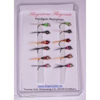 Assortment of 12 Holy Grail Nymphs 10 barbless Tungsten