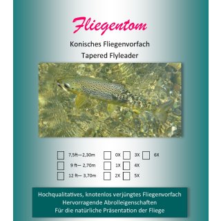 Fliegentom - Konisches Vorfach Monofil 2,70m (9ft) 0x Verjüngung auf 0,28mm