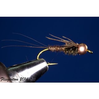 Pheasant Tail Nymph with Beadhead 12 barbless Tungsten bead - copper color