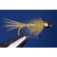 olive Standard Nymph 12 barbless Tungsten Bead - black...