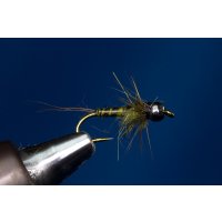 Red Biotbody Nymph olive 14 barbless Tungsten bead -...