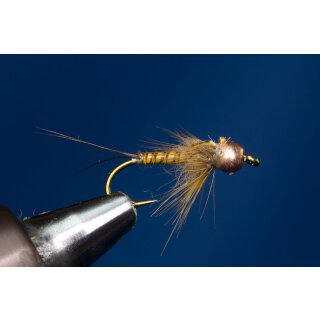 Red Biotbody Nymph Marchbrown 14 barbed tungsten bead - copper