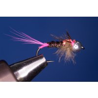 pheasant tail nymph with pink butt 8 barbed red tungsten...