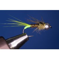 pheasant tail nymph with chartreuse butt 10 barbed red...